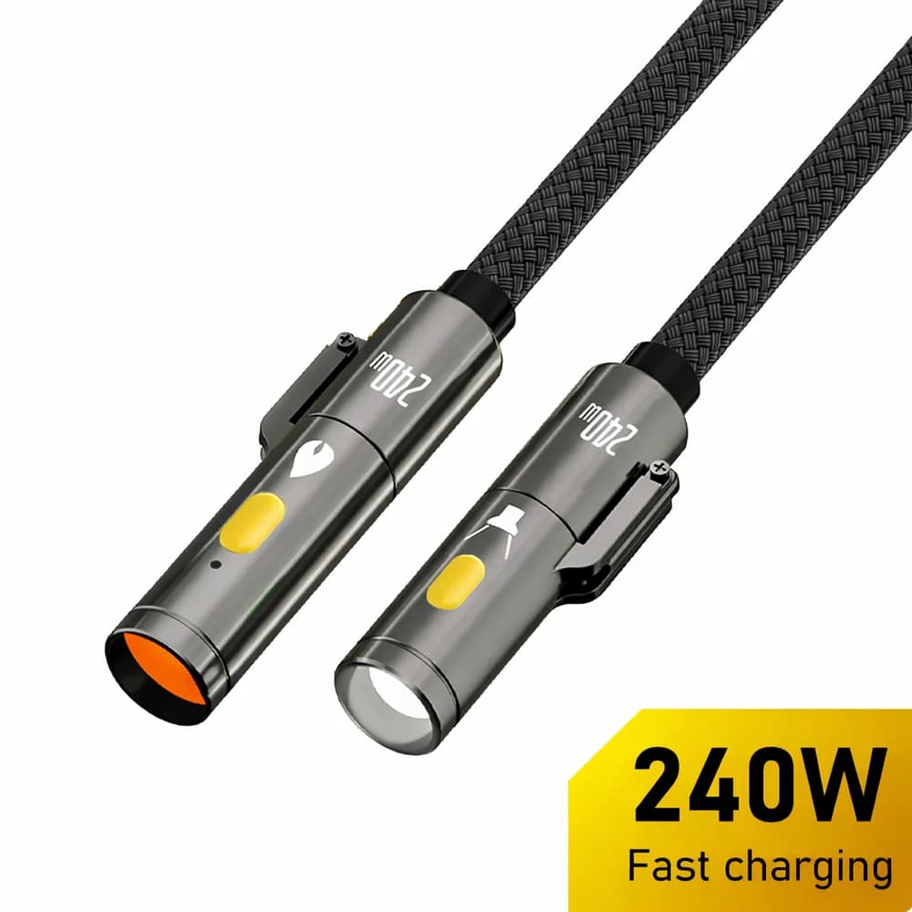 USB-C Cable Multi-Tool with Lighter and Flashlight