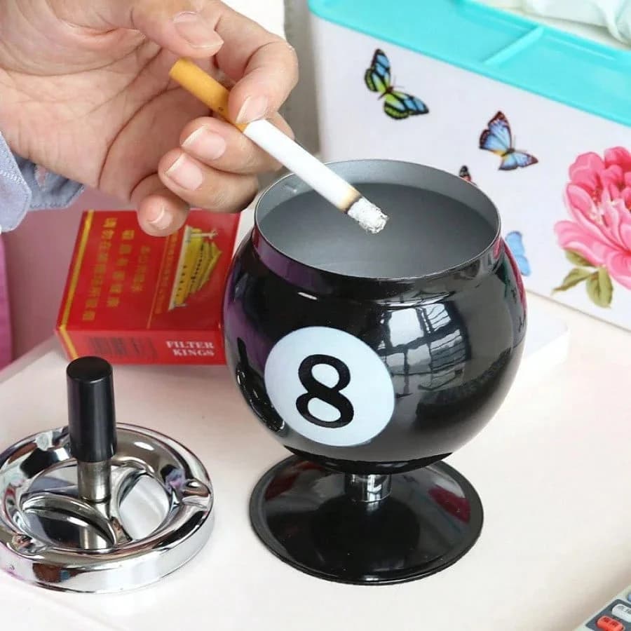 Billiard Metal Ashtray with Lid
