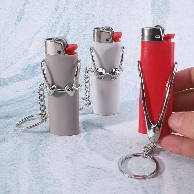Creative Bra Shape Lighter Holder Keychain for BIC J6