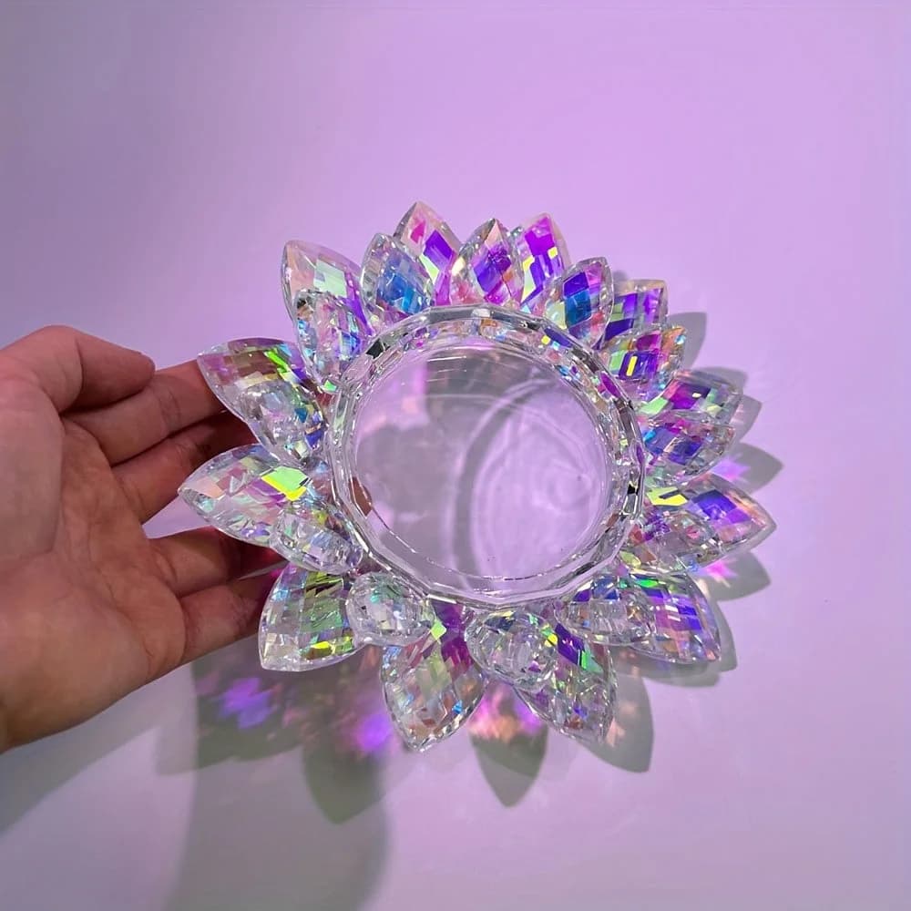 Crystal Lotus Ashtray & Candlestick