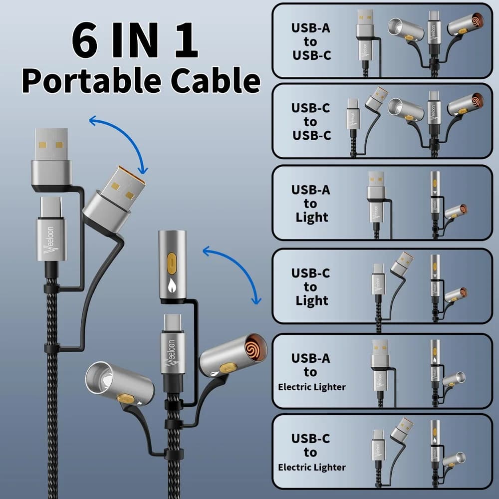 6-in-1 Charging Cable + Lighter - additional product view