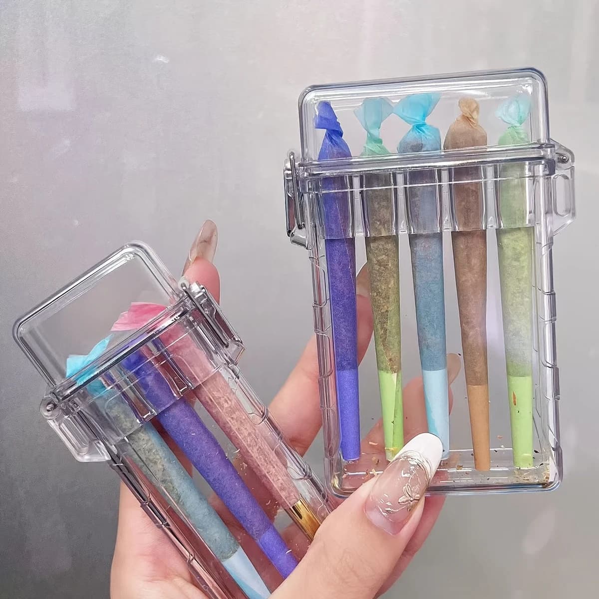 Transparent storage cases with separate internal slots