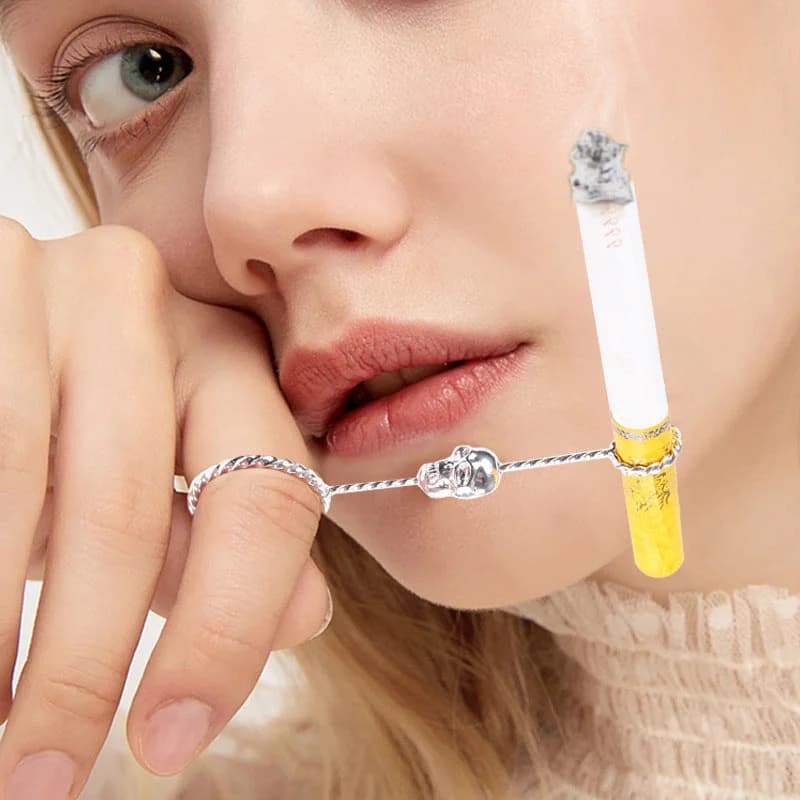 Skull Cigarette Holder Ring - additional product view